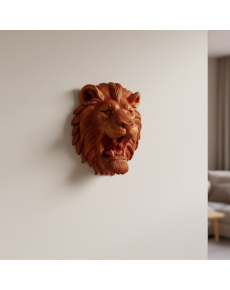 Gold Kırmızı Aslan Duvar Dekoru Asılabilir Hediyelik 3D Heykel 20x21 cm