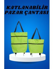 Pazar Arabası ve Alışveriş Çantası Çift Yönlü Kolay Tekerlekli Taşınabilir