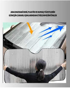 Metalize Reflektör Yüzeyli UV Koruyucu Araç Güneşliği – Serin ve Güvenli Sürüşler İçin